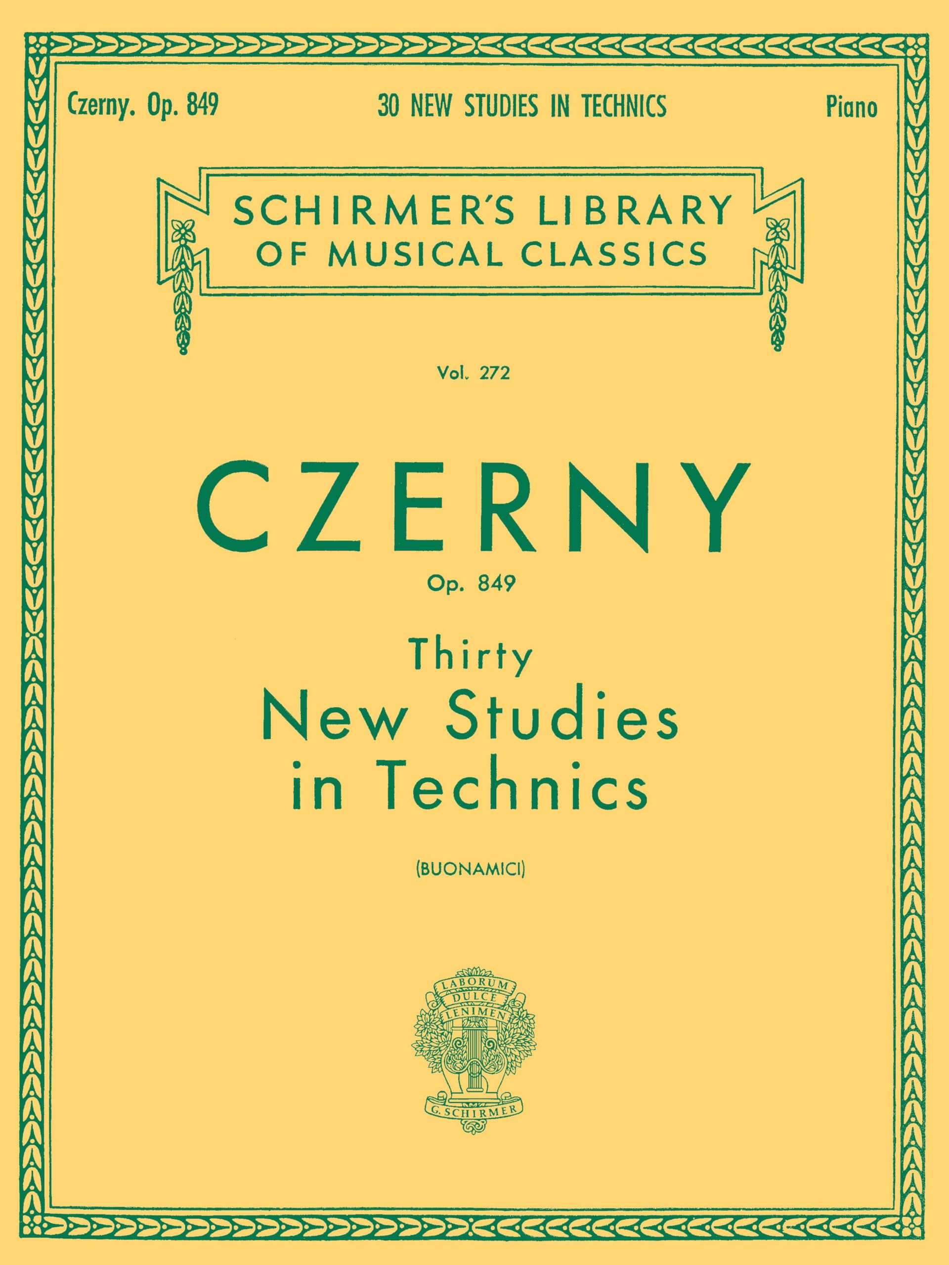 Carl Czerny – Thirty New Studies in Technics, Op. 849 | Schirmer Library of Classics | Piano Technique and Method Book | Early Advanced Level (Schirmer's Library of Musical Classics)