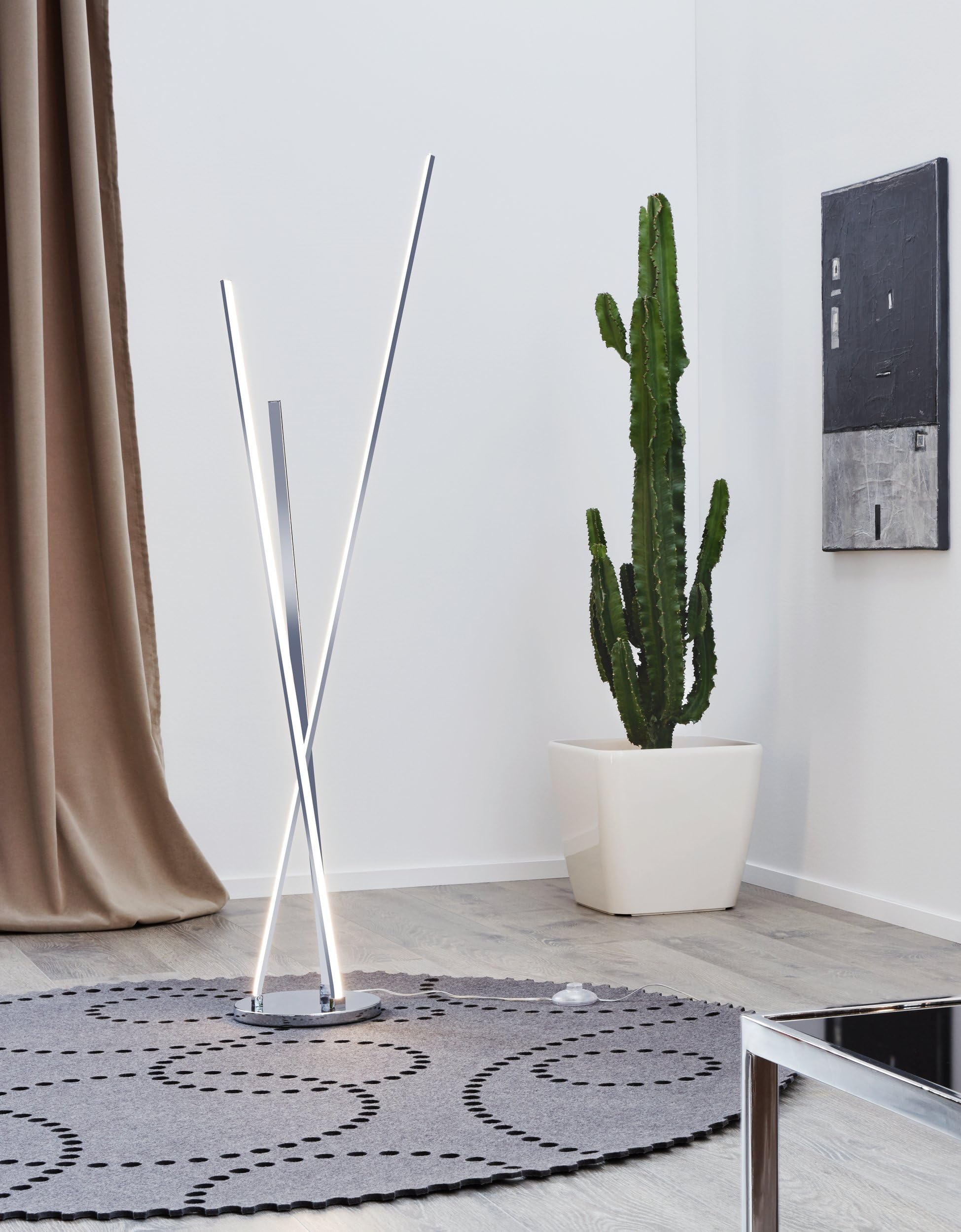 EGLO LED Lampada da terra Parri, lampada soggiorno, alluminio | cromato, plastica bianco caldo