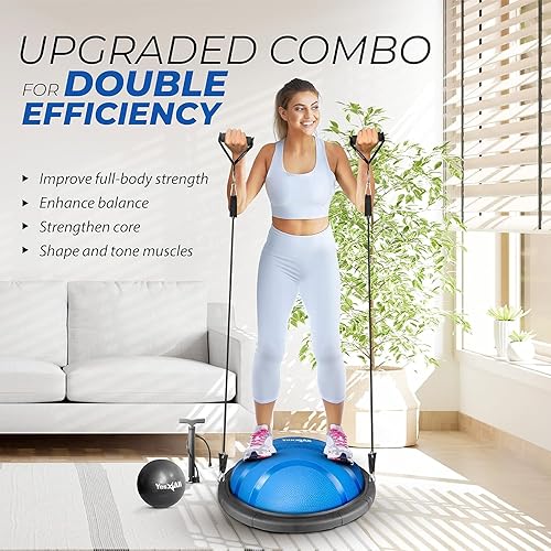 Miniatura 4 de Yes4All 880LBS Half Ball Balance Trainer, Pilates Balance & Stability Ball for Exercises, Home Gym, Floor & Full Body Workouts