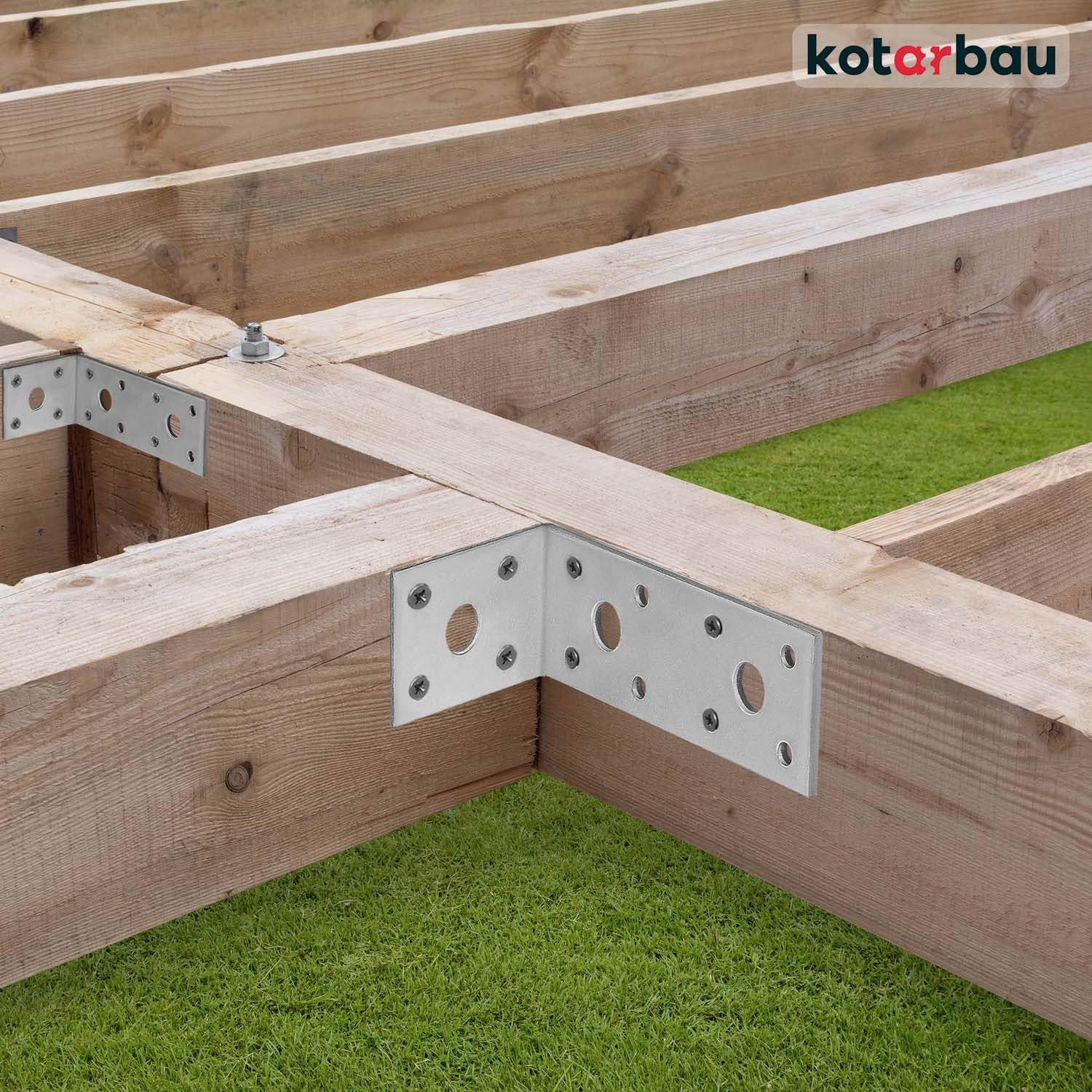 KOTARBAU® 50er Set Winkelverbinder 100 x 50 x 40 Stahl Bauwinkel Lochplattenwinkel Möbelverbinder Verzinkt Schwerlast Holzverbinder Montagewinkel Stuhlwinkel