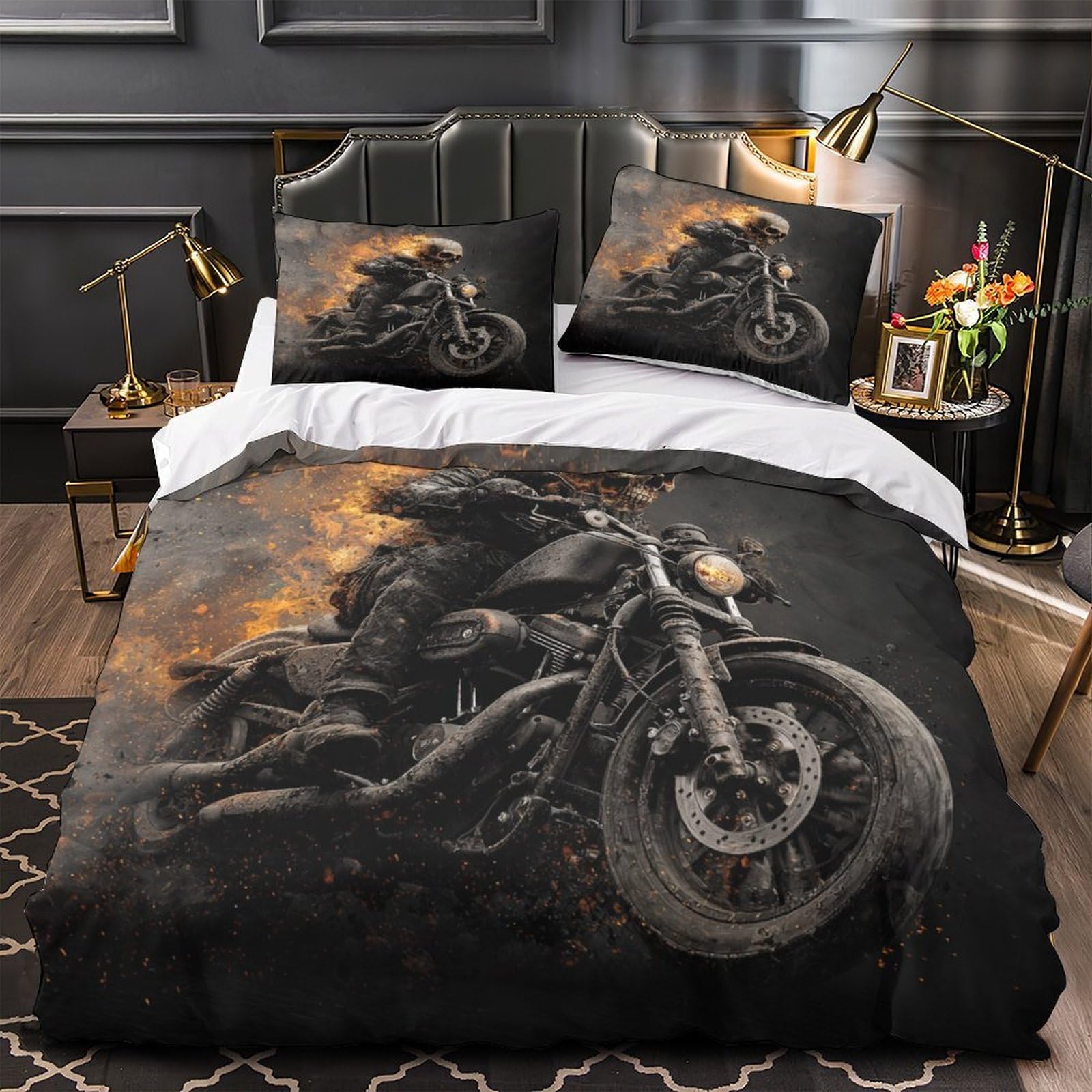 Housse de couette motocycliste 3D grand confort 200x200cm pour lit deux personnes