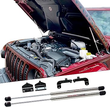 21-20007-03 Hood Quicklift Elite Fits Wrangler Rubicon 392 | Compatible with 2021+ Jeep Wrangler Rubicon 392 Stainless Steel Struts, Black Mounting Hardware