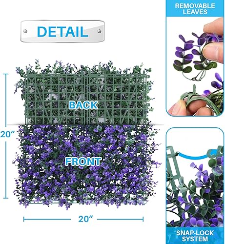 Miniatura 4 de Panel de madera de boj artificial para patio, 20 x 20 pulgadas, pantalla para cerco, decorativo para privacidad, pared verde, 1 a 30 unidades.