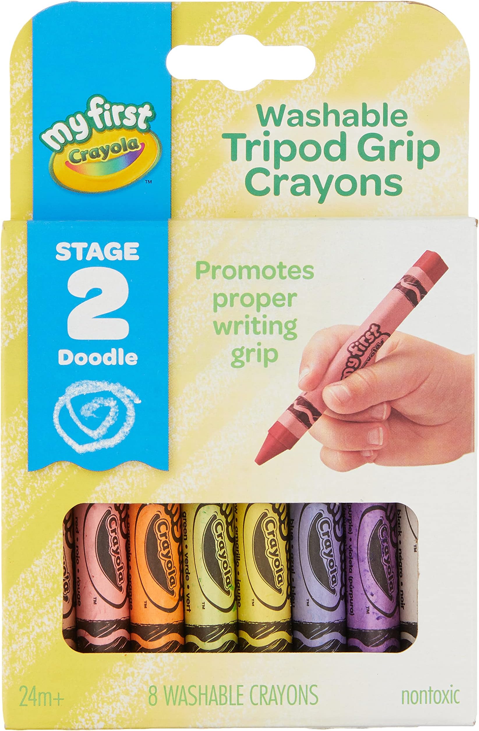 Crayons Tripod Grip 8/PKG, Assorted, One Size