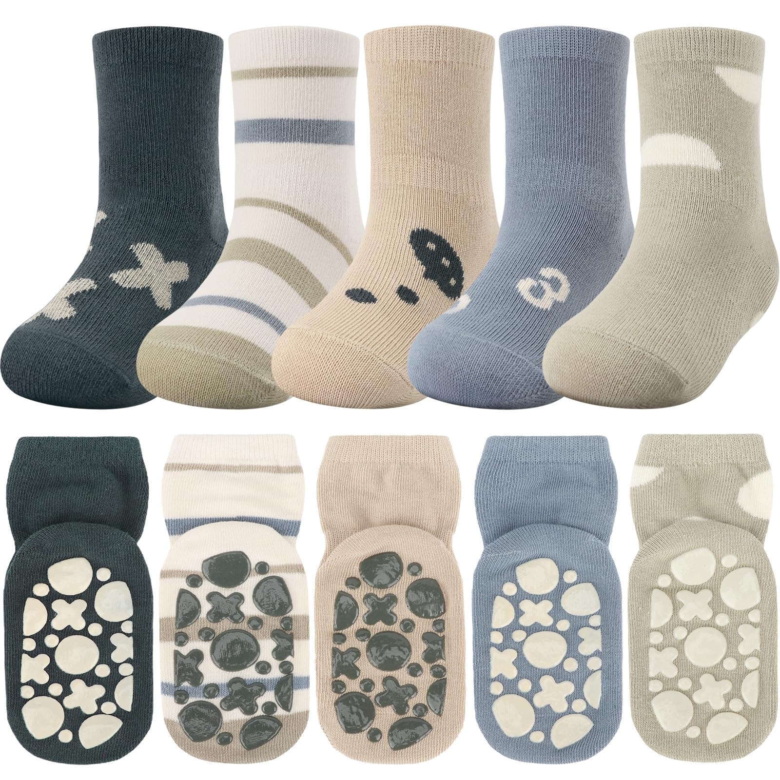 DRESHOW Bebés Calcetines Antideslizantes Calcetines de Tripulación de Tobillo con Agarres Calcetines de Algodón de Dibujos Animados para Bebé Niñas Niños — view 9