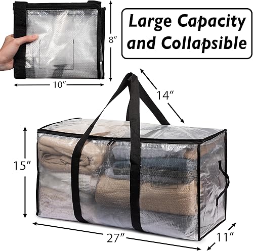 Miniatura 3 de ClearSpace Bolsas de mudanza o bolsa de almacenamiento de gran tamaño  Cajas grandes para mudanzas con correas de mochila, cremalleras y asas