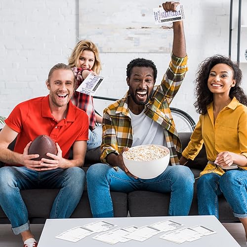 Miniatura 5 de 100 paquetes de 10 cartas deportivas de fútbol de líneas, 100 tarjetas de fútbol americano para piscina, 100 tarjetas de tira de béisbol sin