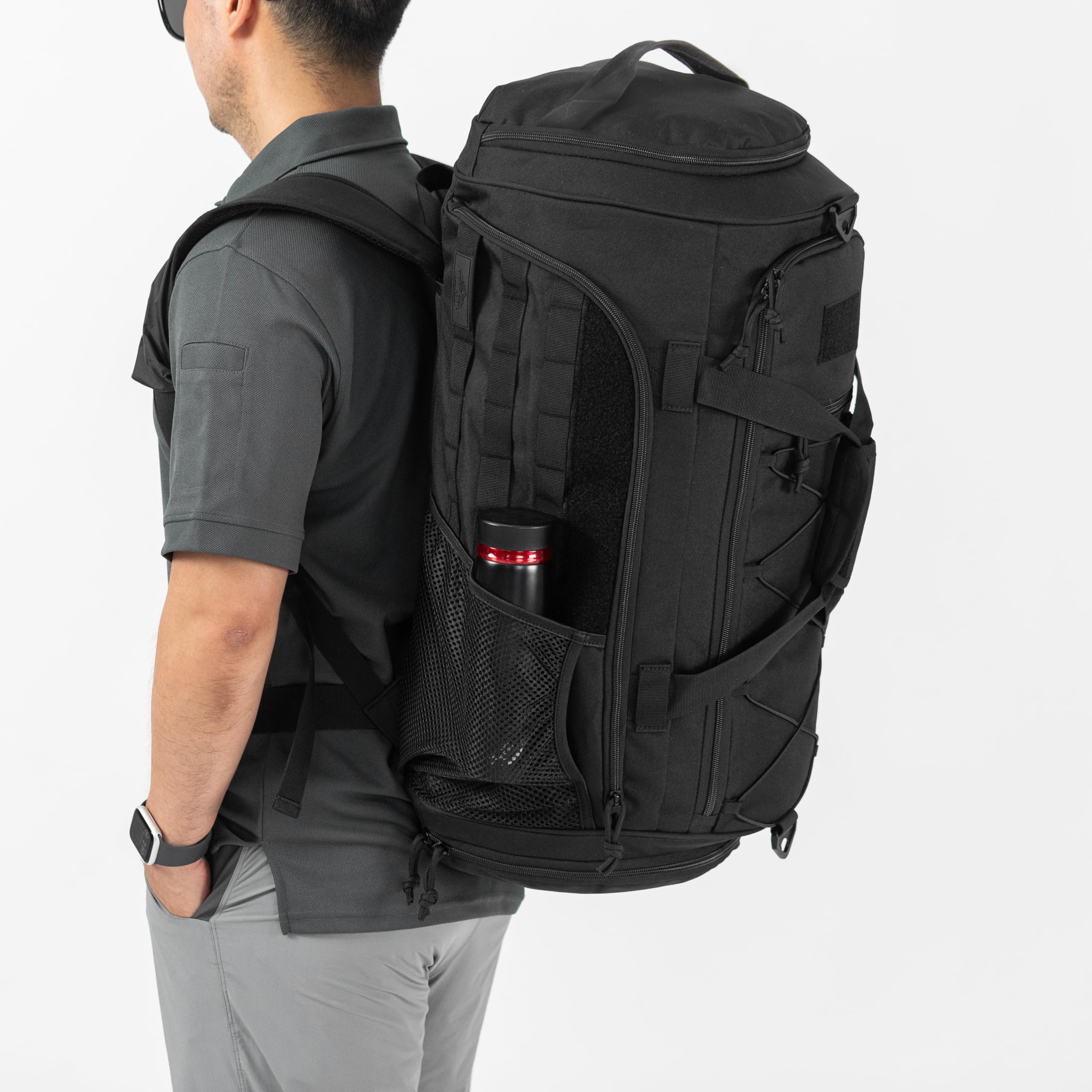 Sac de sport militaire de 60L, sac de sport et sac de voyage de haute qualité avec plusieurs compartiments (y compris compartiment à chaussures et compartiment séparation sec/humide), bandoulière