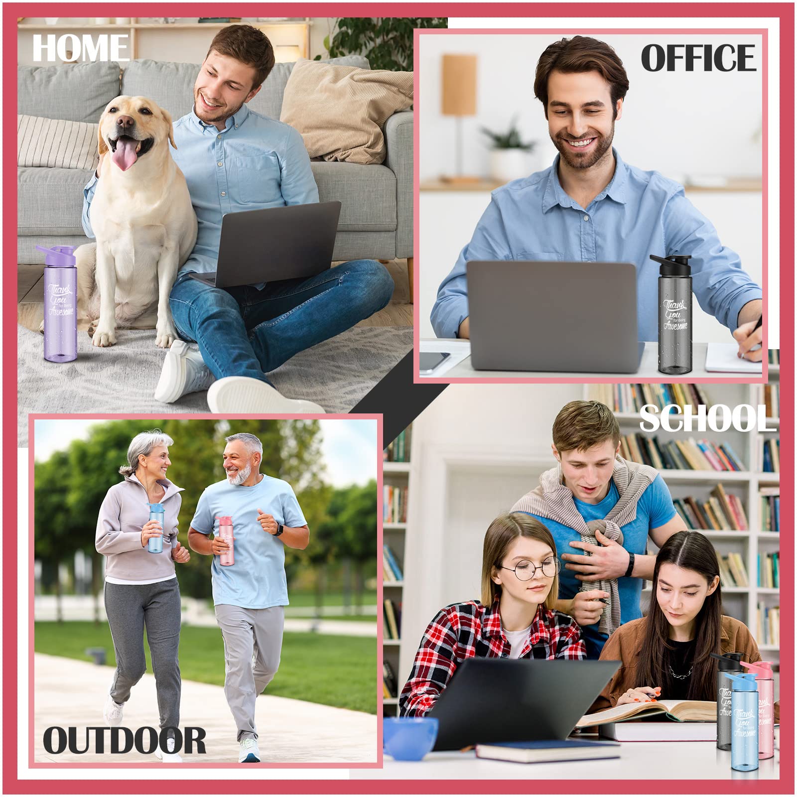 Didaey 20 Stück Kunststoff-Wasserflaschen, 680 ml, motivierende Trinkflasche, Outdoor-Sportflasche, Dankeschön-Geschenke, BPA, schadstofffrei, perfekt für Camping, Fitnessstudio und Büro (mehrfarbig)