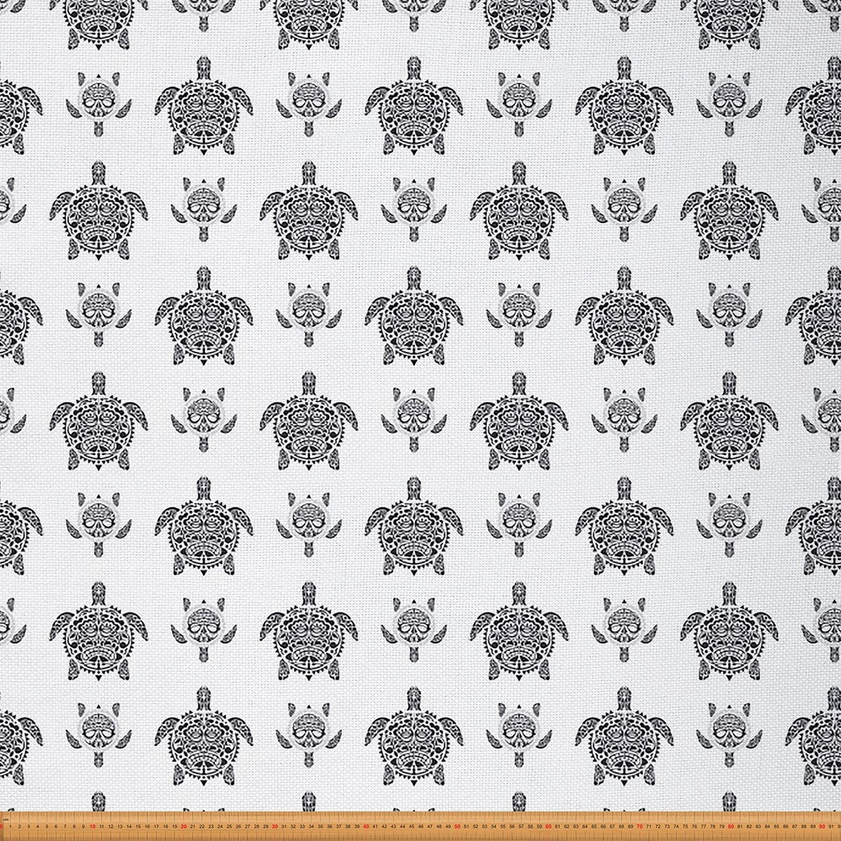 Loussiesd Cute Sea Turtle Fabric by The Yard,Kawaii Reptile Tortoise Upholstery Fabric for Chairs,Western Maori Style Waterproof Outdoor Fabric,10 Yard,(L920*W150cm) Black White