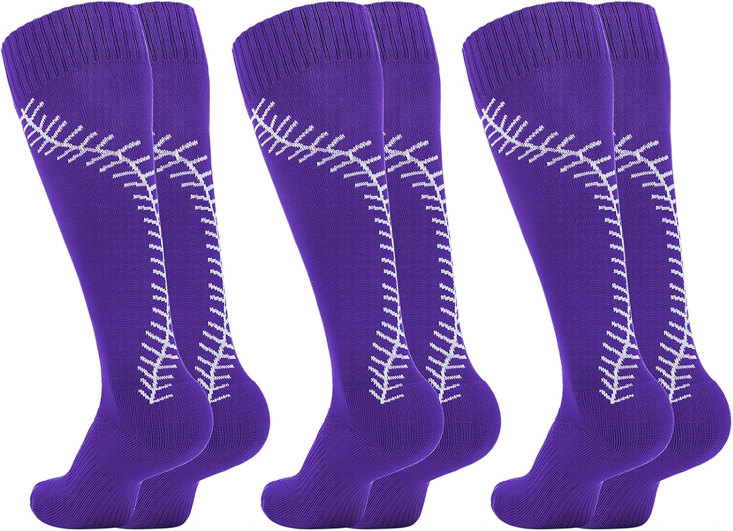 American Trends Girls Softball Socks with Stitches 3 Pairs Youth Athletic Socks for Soccer, Baseball, Softball, Football