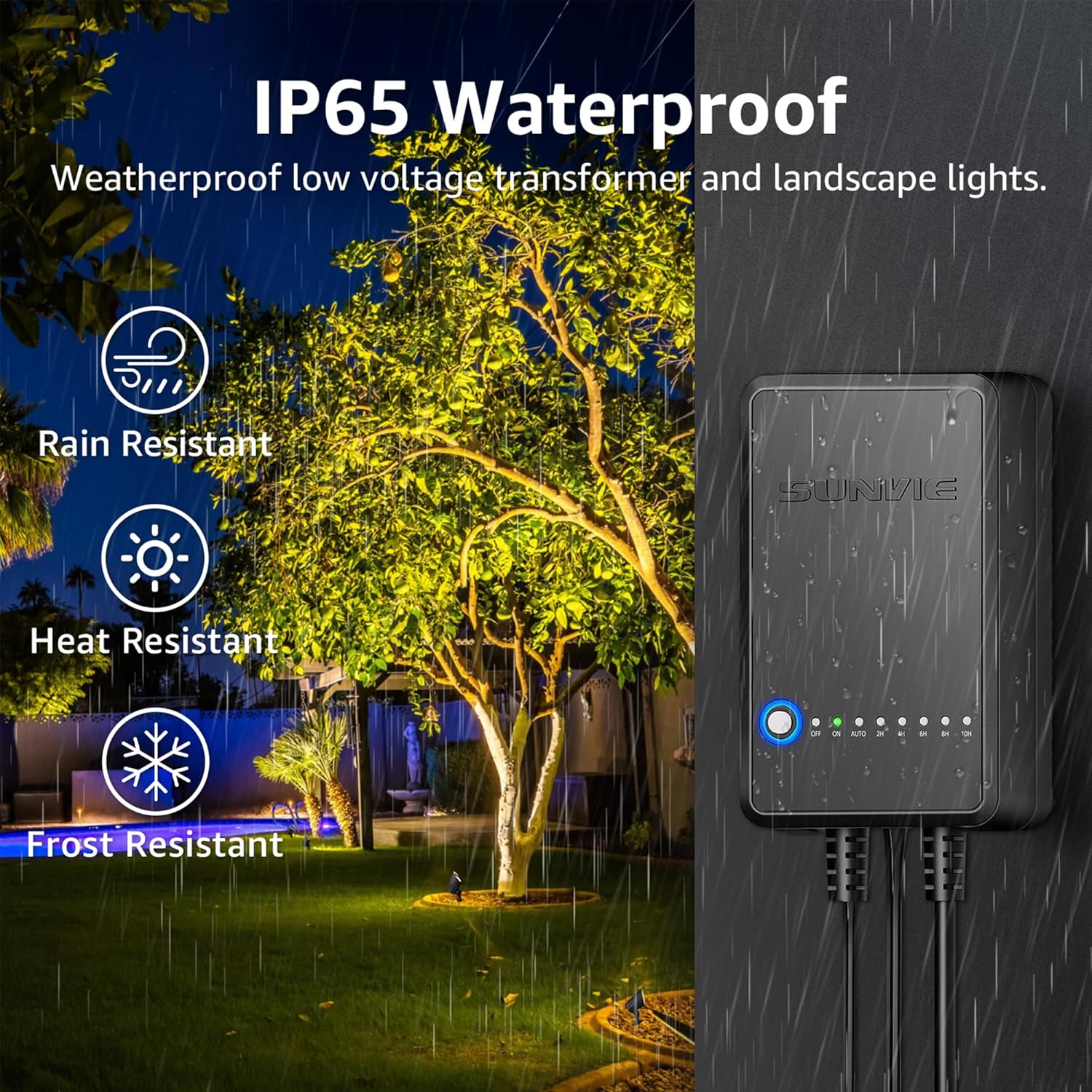 SUNVIE All-in-One Low Voltage Landscape Lighting Kit, 6W Landscape Lights Wired Aluminum 3000K with Transformer 100FT Wire, 12-24V Waterproof Outdoor Spotlight for Garden Yard House Tree, 8 Pack - Image 5