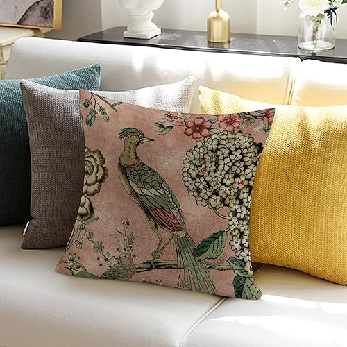 Miniatura 5 de Fundas de almohada de estilo chino floral de hortensias de faisán, color rosa rubor, funda de cojín de 20 x 20 pulgadas, funda de almohada asiática,