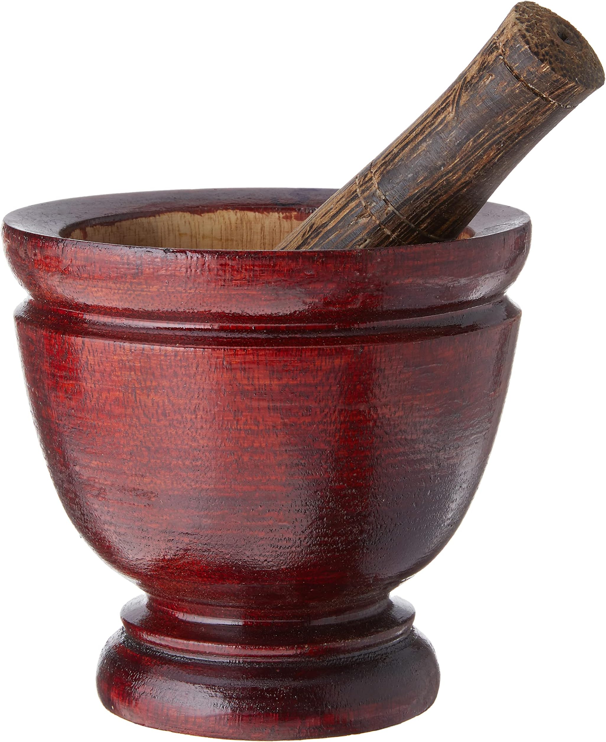 Thai Mortar Pestle Grinding Cookware Thai Food Menu Recipe Kitchen Tool Product of Thailand (5 inch)