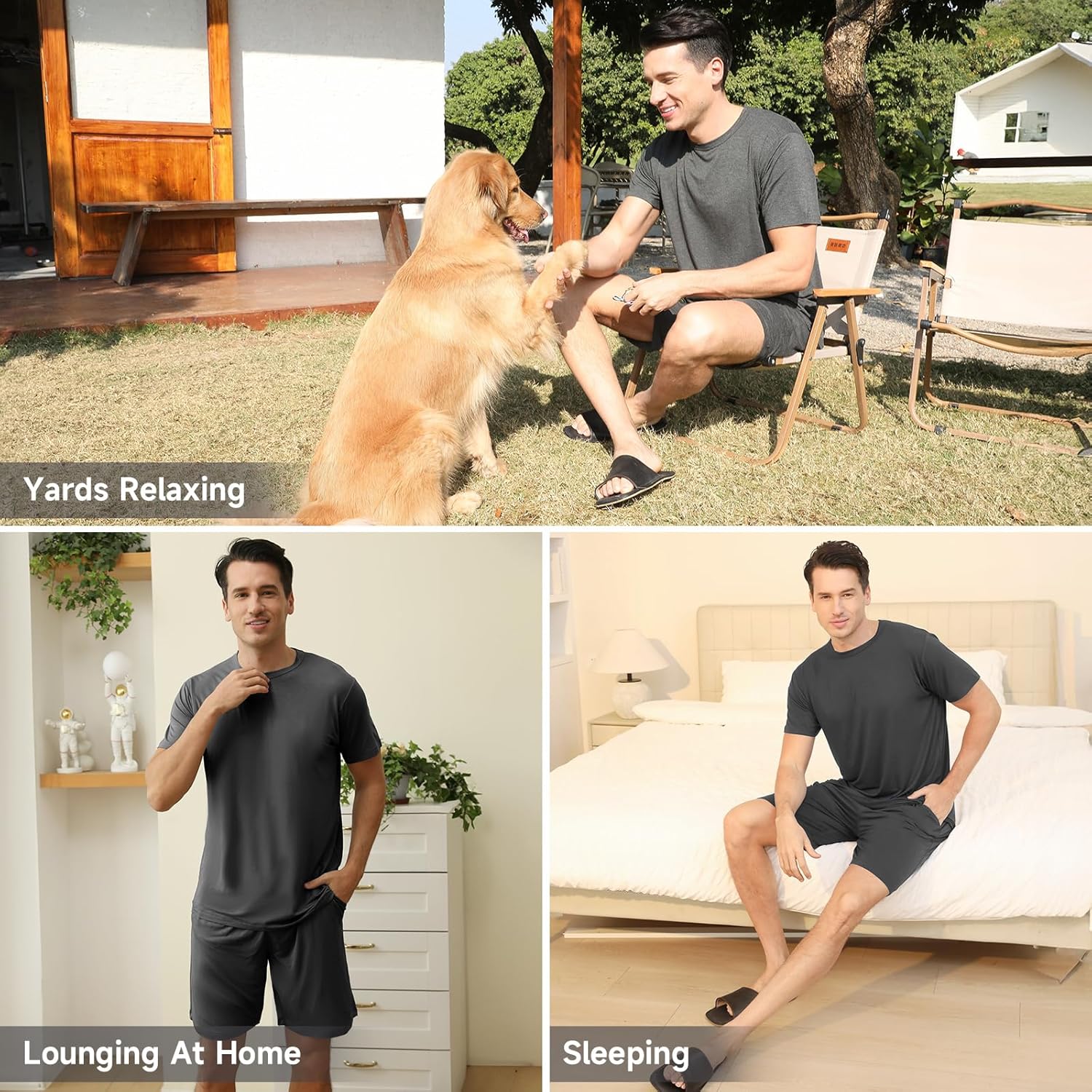 DG Hill Mens Pajamas Set Shorts - Pajama Pants Sleepwear Shorts PJS Sets - Summer Pajamas Cool Pants Short Soft PJS for Men - Image 5