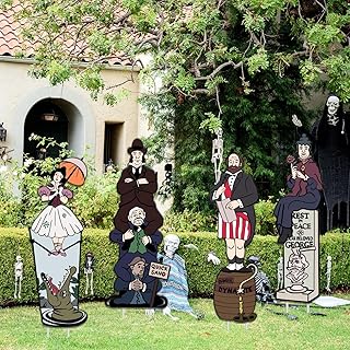 Haunted Mansion Stretching Portraits Yard Signs with Stakes Halloween Vintage Props for Outdoor Lawn Garden Decor Party Supplies（4PCS）