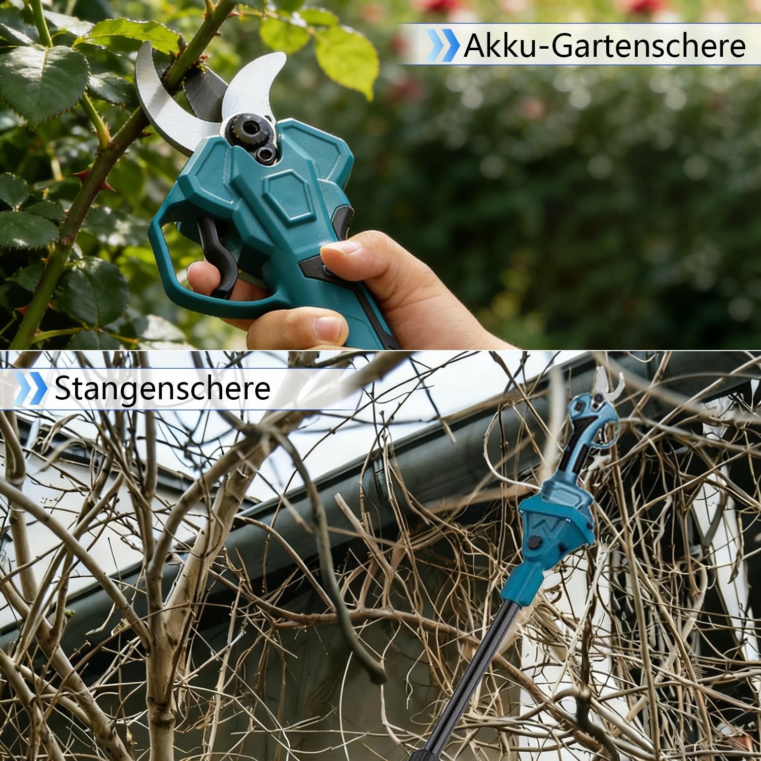 Tijeras de podar con batería 2 en 1 con barra de extensión de 2 m, máx. 30 mm de diámetro de corte, batería compatible con Makita 18 V, motor sin escobillas para podar árboles, cortador de ramas para