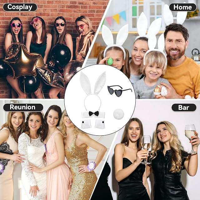 Foto 7 de 7 de FuYelng 5 Piezas Blanco Conjunto de Disfraz de Conejo para Mujer