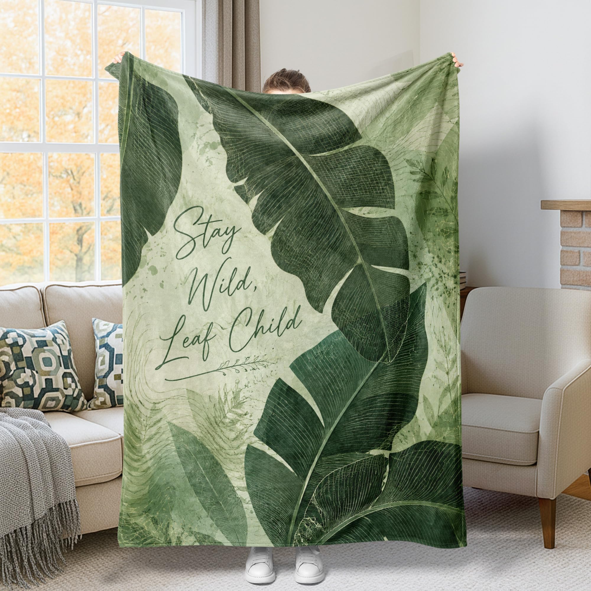 Couverture en forme de feuille au drapé de feuillage bohémien chic