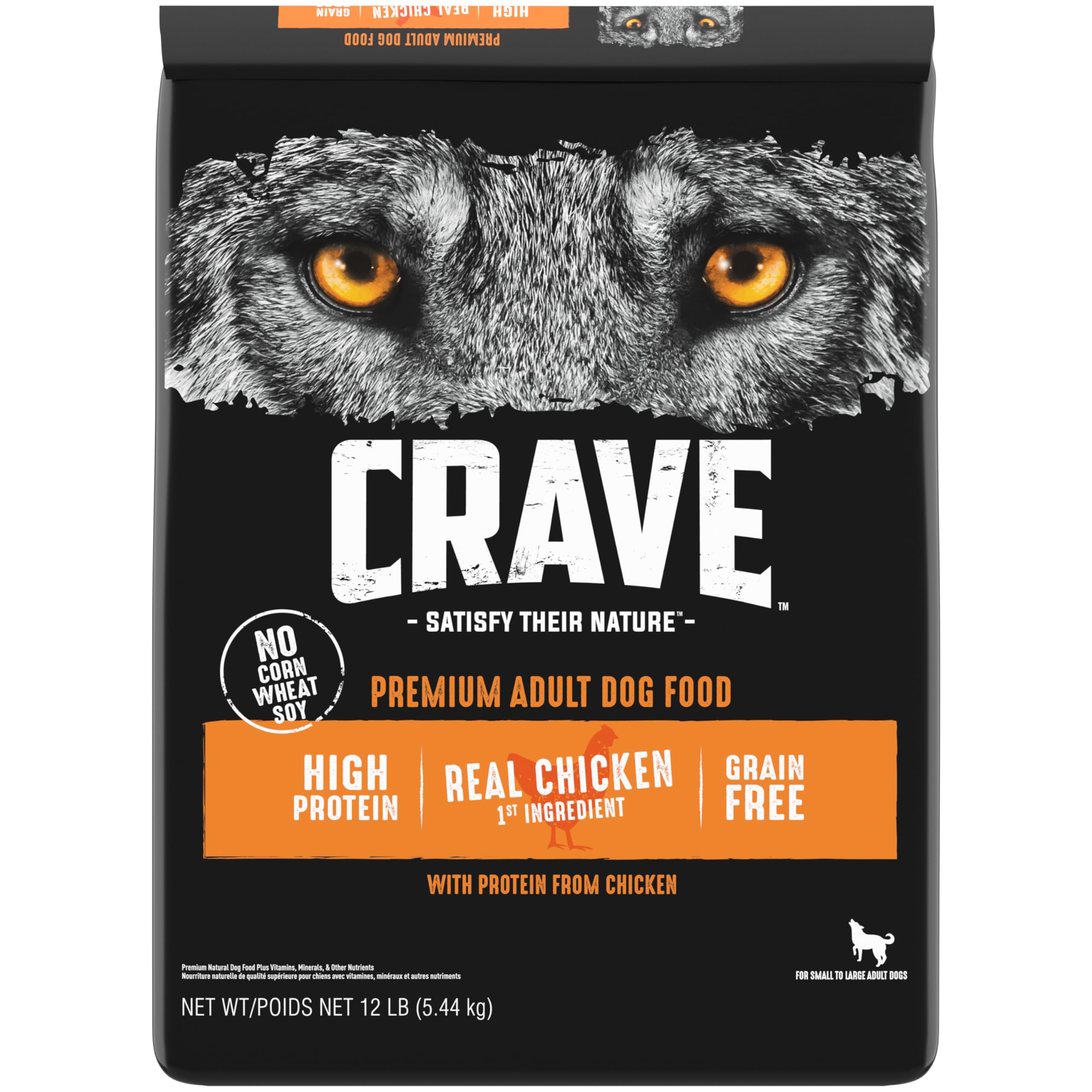 CRAVE Grain Free High Protein Adult Dry Dog Food, Chicken, 12 lb. Bag