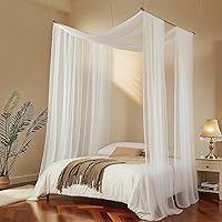CozyWeave Tulle Canopy Bed Curtains 62x236in - Decorative Drapes for Full Queen King Four Post Beds