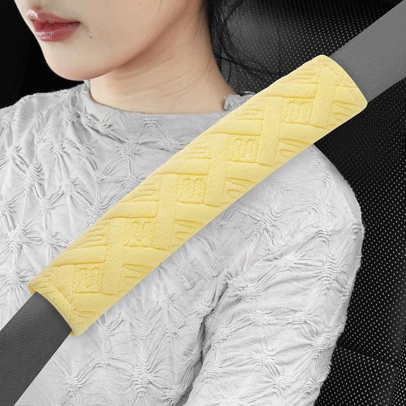 Almofadas para Cinto de Segurança JUSTTOP Amarelas com Fecho de Velcro – Pacote com 2