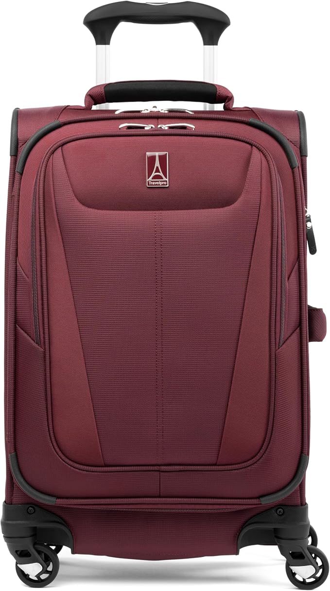 Travelpro Maxlite 5 Softside Expandable Carry on Luggage with 4 Spinner Wheels, Lightweight Suitcase, Men and Women, Burgundy, Compact Carry on 20-Inch