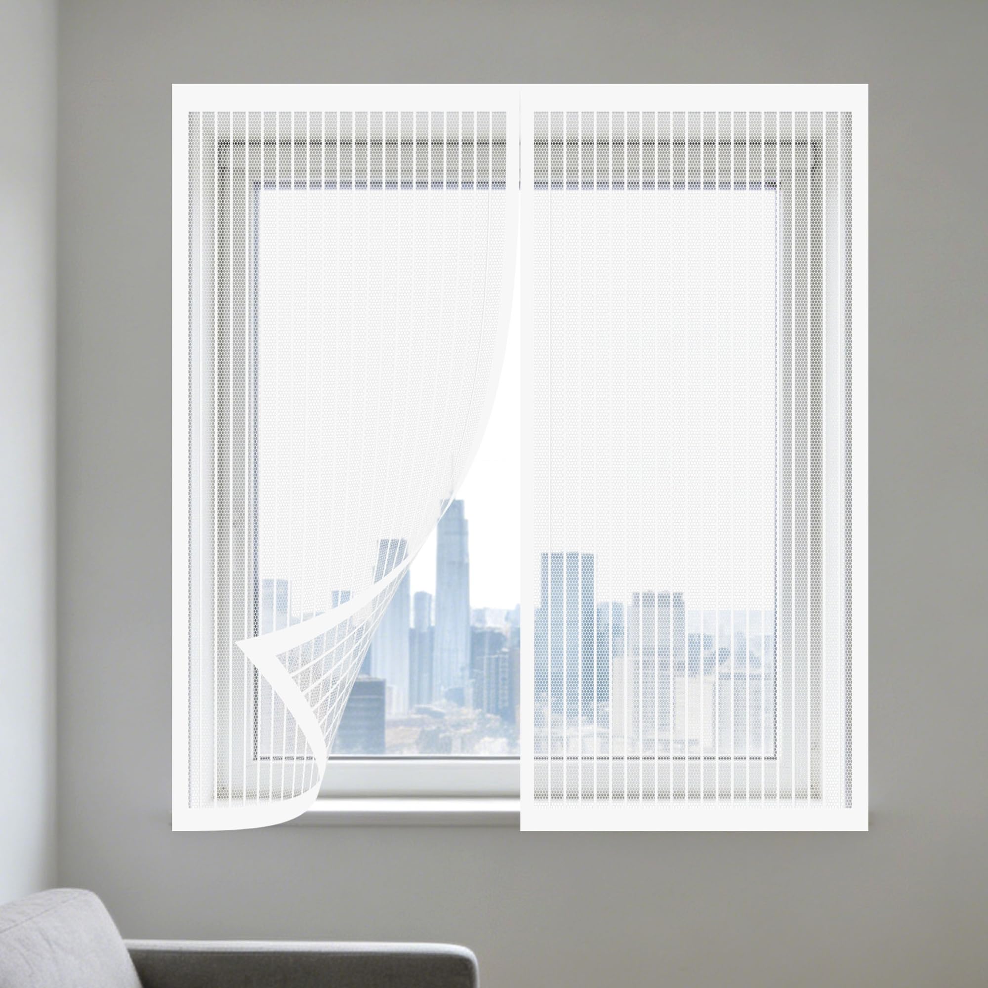 DIY Fly Screen Windows 85 x 95 cm Selfadhesive Tape DIY Fly Bug Mosquito Net Window Mesh Insect Screen for Windows Easy Install for Doors and Patio Screens, White