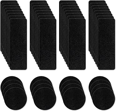 48Pcs Shoe Patches for Holes - Self-Adhesive Shoe Repair Patch, Rectangular Circle Shape Shoe Hole Repair Patches, Black Shoe Repair Patches for Sports Shoes,Leather Shoes, Boots