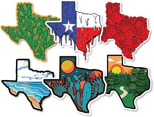 State of Texas - Calcomanías para parachoques de paisaje, paquete de 8 unidades para automóviles, vasos, portátiles, enfriadores, vasos (paquete de