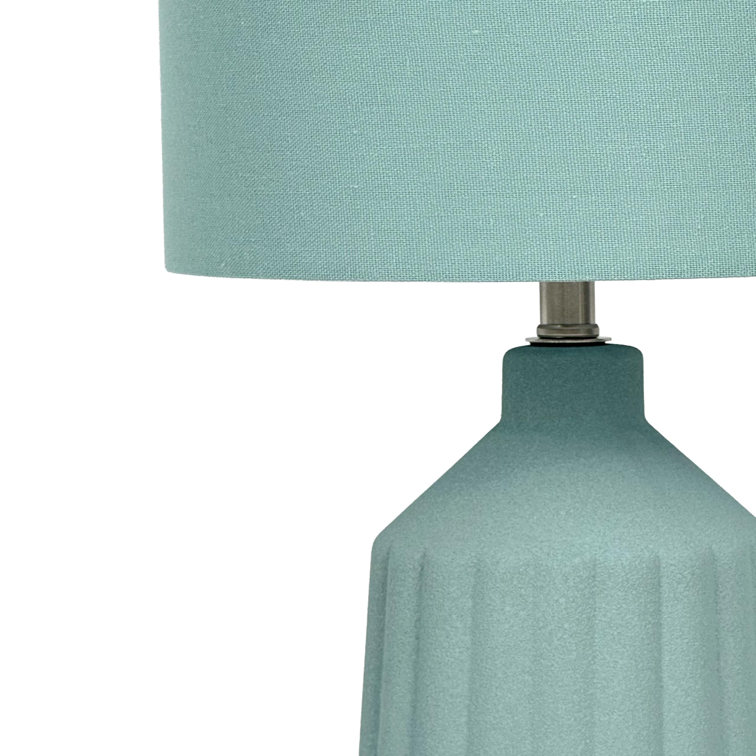 Relaxdays Lampada da Comodino, Base in Ceramica a Coste, Paralume in Tessuto, E14, 42 x 23 cm