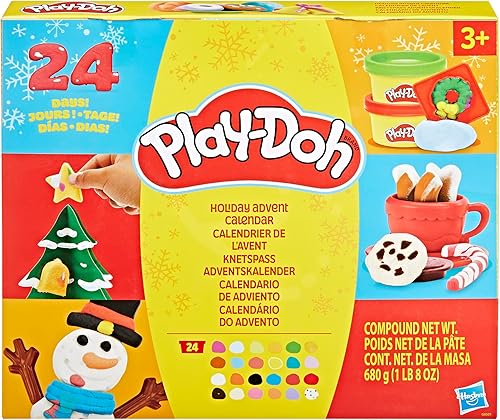 Miniatura 14 de Play-Doh Calendario de Adviento navideño para niños, cuenta regresiva de 24 días, múltiples regalos sorpresa detrás de cada puerta, artes y
