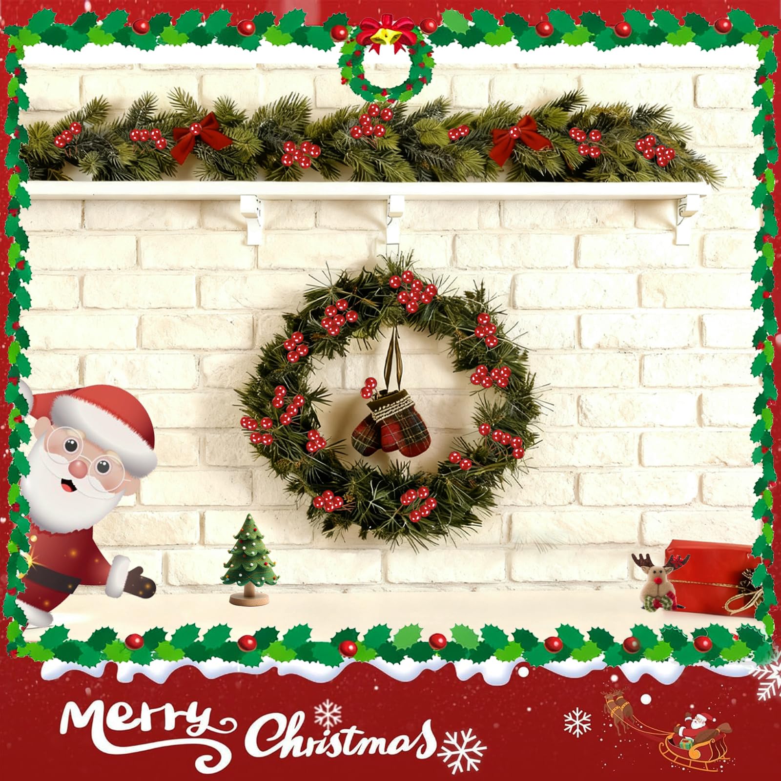 QIZHIQIAMY 100 Pièces Baie Rouge Deco Noel Houx Artificiel Baies Rouges