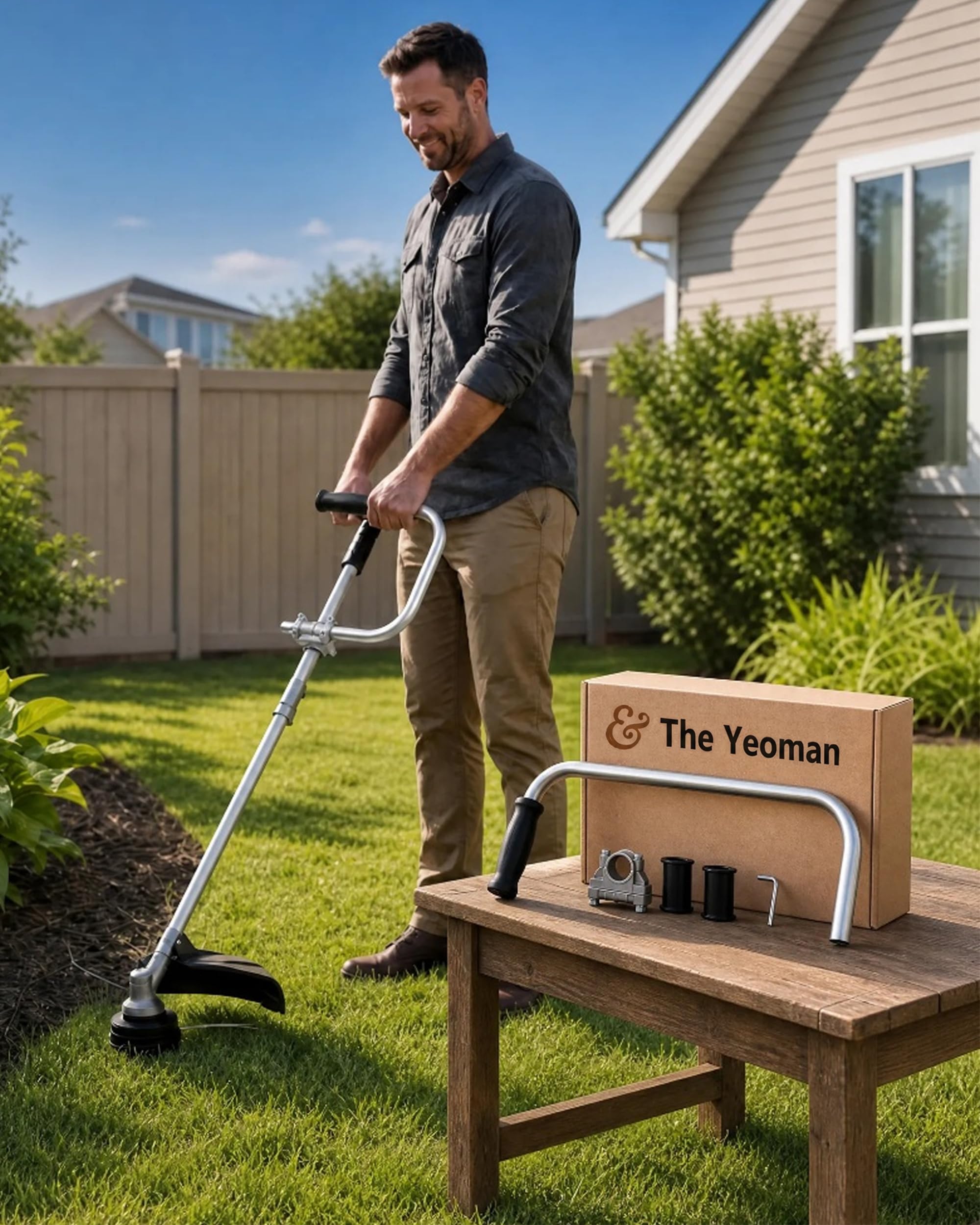 Yeoman Weedeater Handle Extension that Saves You from Bending Down (Silver not Belt Strap)