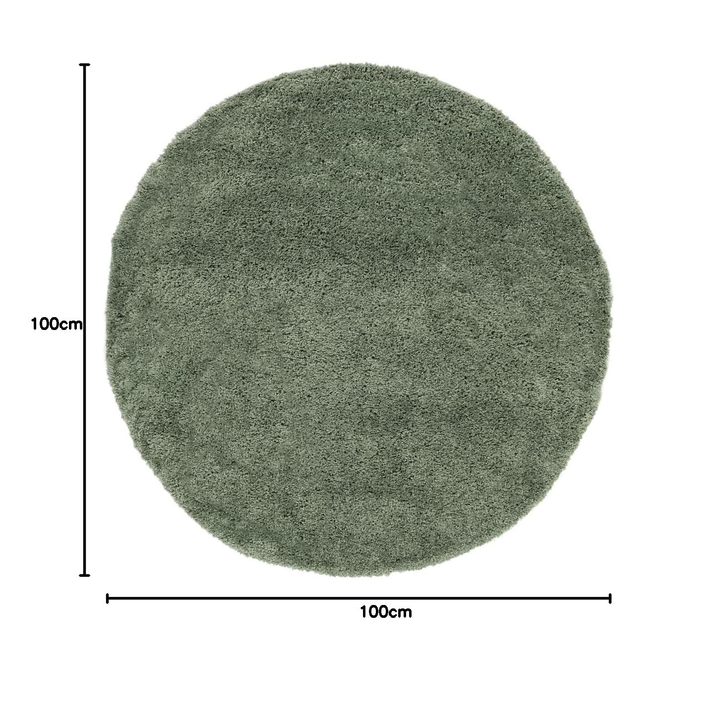 RugVista Comfy Alfombra Infantil, Ø 100 cm, Verde | Modernas, Redondo, Pelo medio, Limpieza en seco, Oeko-Tex 100, Sin productos químicos peligrosos, Cuarto del bebé