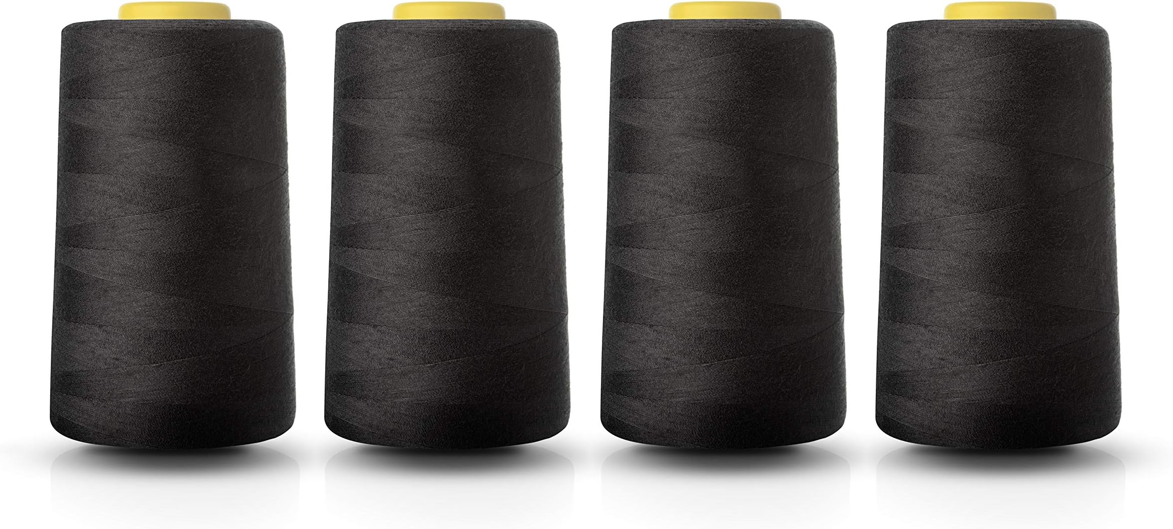 Realm Overlocking Sewing Machine Polyester Thread x Four 5000 Yards Cones White Black Natural Navy Red (Black)