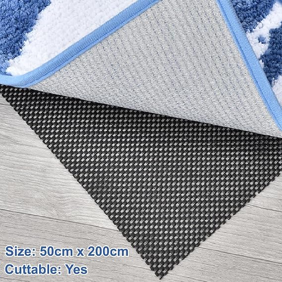 KAHEIGN Multipurpose Non Slip Mat, 50CM x 200CM PVC Anti Slip Rug Pad Underlay Carpet Grip Mat Drawer Shelf Liner Waterproof Floor Cushion Mats for Home Office Cars Kitchen Bathroom (Black)