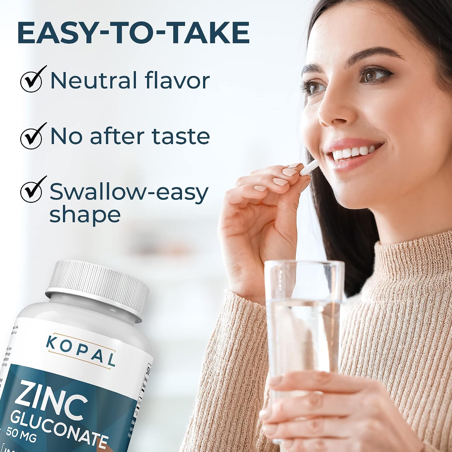 Kopal Defense - Zinc Gluconate 50mg, 200 caps - Zinc Supplements - USA Made