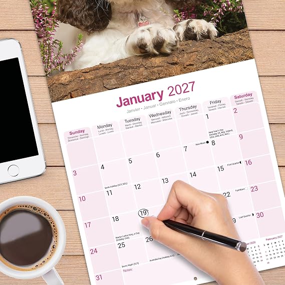 Avonside English Springer Spaniel 2027 Square Calendar with Stickers