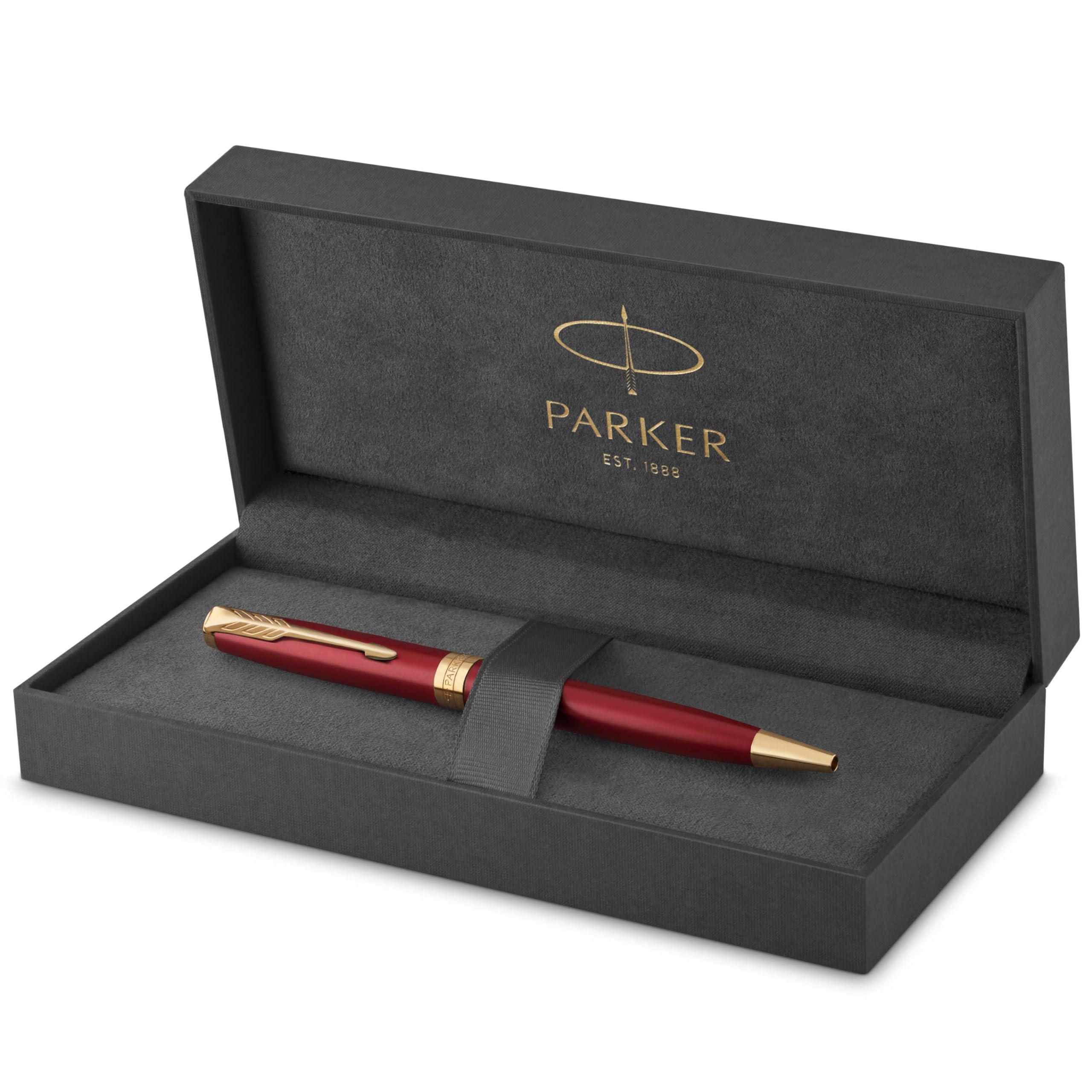 Sonnet Ballpoint Pen | Red Lacquer with Gold Trim | Medium Point Black Ink | Gift Box