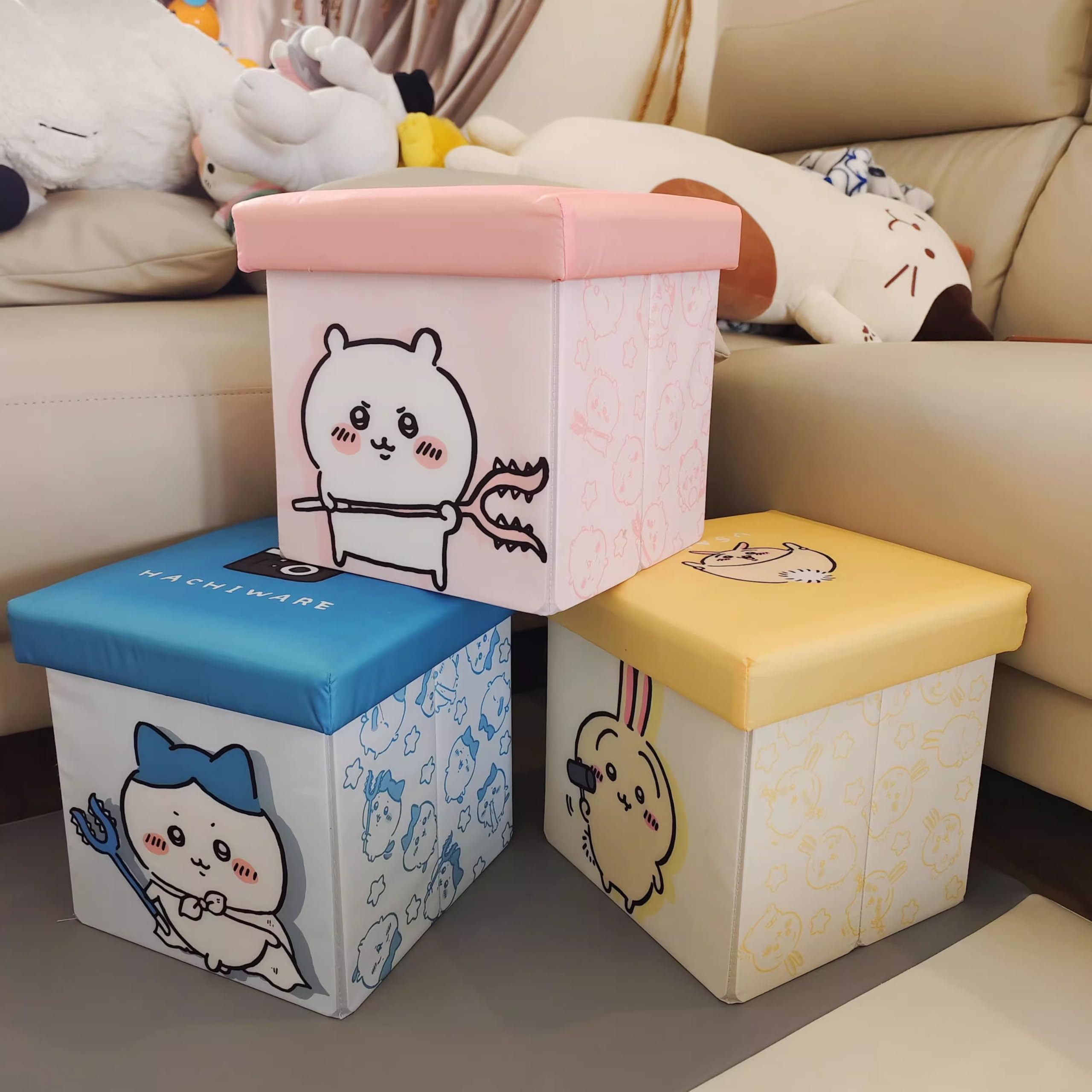 ちいかわ　3BOX収納ラック　収納ボックス　クッション　うさぎ　ハチワレ ちいかわ - CHIIKAWA ちいかわ 3ボックス付き収納ケース 収納