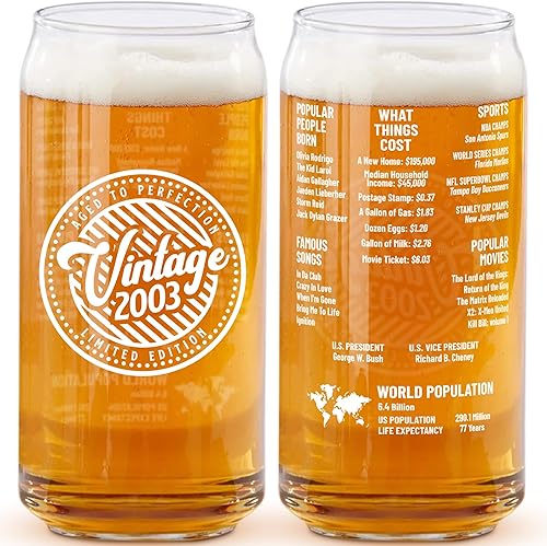 Regalo de cumpleaños número 21 para hombres regalos de cumpleaños de cerveza de 20 onzas vaso de cerveza de 2 caras 1 unidad divertido vaso vintage