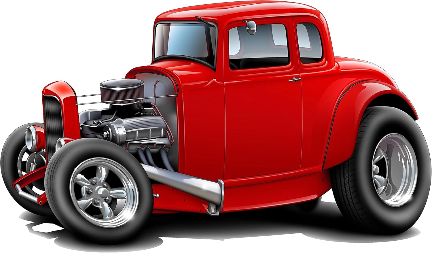 1930s Hot Rod Wall Decal 2ft Long Colors Red Yellow Hotrod Race Drag Sport Classic Car Graphic Sticker Man Cave Garage Boys Room Decor