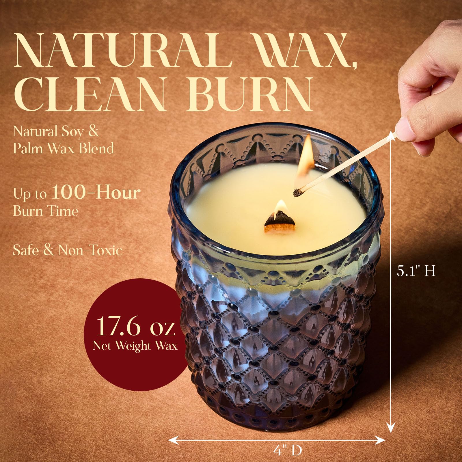 M&SENSE Ocean Breeze - Vela perfumada de 470.6 g, 100 horas de combustión, cera de soja natural no tóxica, larga duración para curación del estado de ánimo y regalo, para baño, cocina, oficina