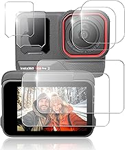 Sanwatrade Glass Film for Insta360 Ace Pro 2 Dedicated LCD Protection 9H Hardness Glass Film for Rear Monitor x 2, Hydrogel Film for Front Monitor x 2, Glass Film for Lens x 2, Set of 3 x 2