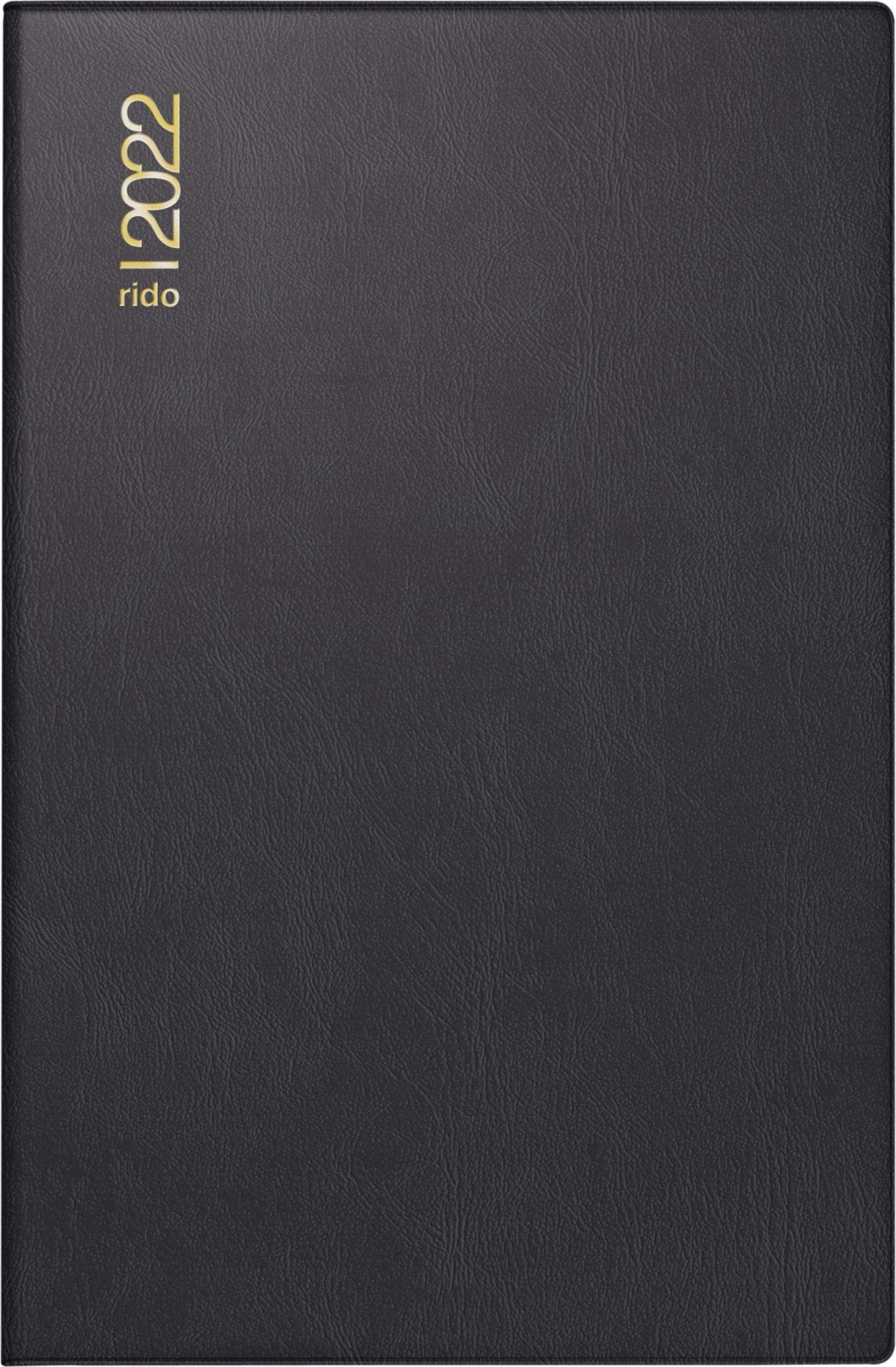 rido/idé 7016212902 Tageskalender/Taschenkalender 2022 Modell Industrie II, Kunststoff-Einband, schwarz