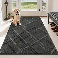 COSY HOMEER Front Door Mat Low Profile Non-Slip Doormat for Entryway, Absorbent Dirt Trapper Washable Entrance Mat, Sturdy Polyester Doormats (60"x36", Gray)