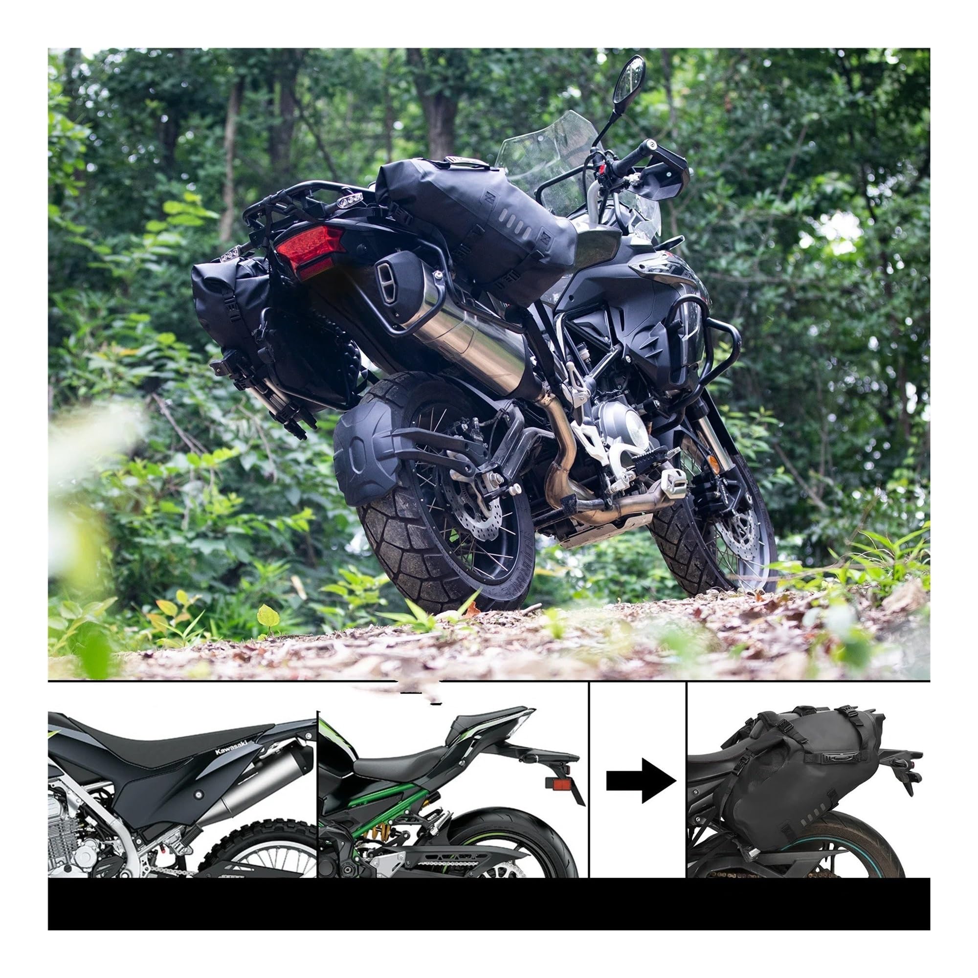 Universelle Passform Motorrad Gepäcktasche Sattel Seitentaschen 100% Wasserdicht 18L/28L/48L Großes Fassungsvermögen 2 Stück Motorrad Hecktasche(Black-28L(14L-2 pcs))