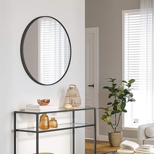 Miniatura 5 de SONGMICS Espejo de pared redondo, espejo circular decorativo, 30 pulgadas de diámetro, marco de metal, para sala de estar, dormitorio, baño,