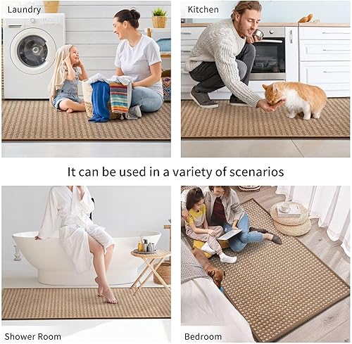 Miniatura 9 de Tapetes de cocina para piso, alfombras de cocina súper absorbentes, antideslizantes, lavables, parte trasera de goma, felpilla suave trenzada